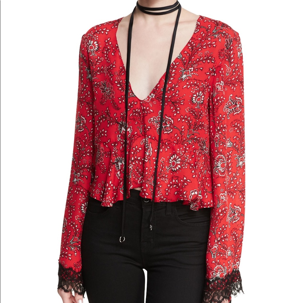 Cinq a Sept Vermillion Jemma Silk Choker Top